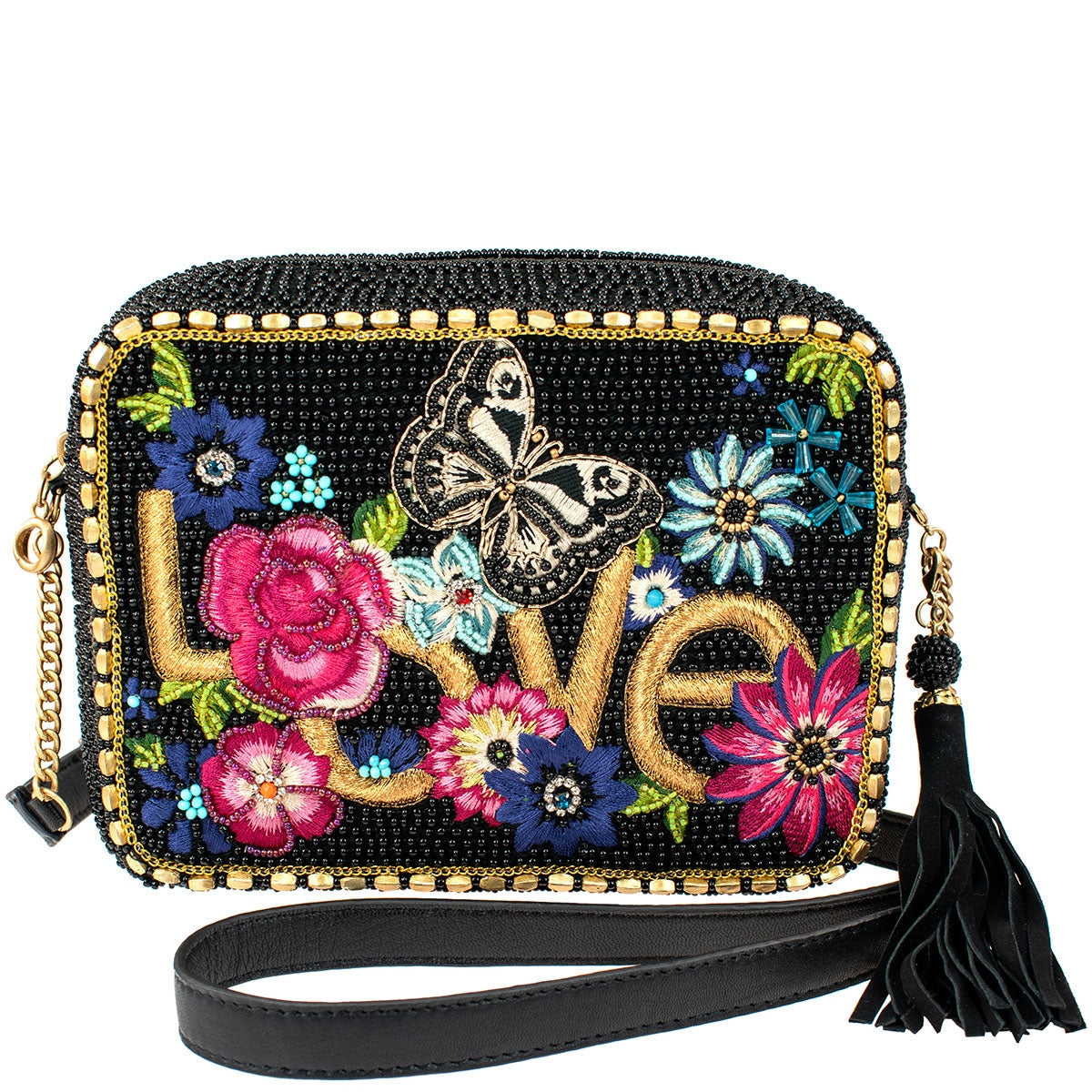 Mary Frances Big Heart Beaded Crossbody Handbag