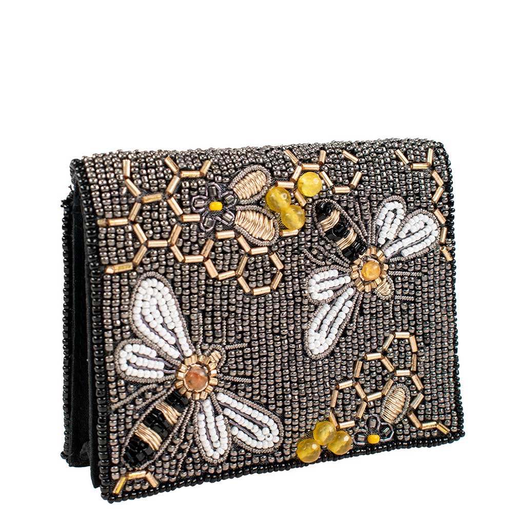 Bee Decor Small Wallet, Classic Letter Detail Card Holder, Vintage