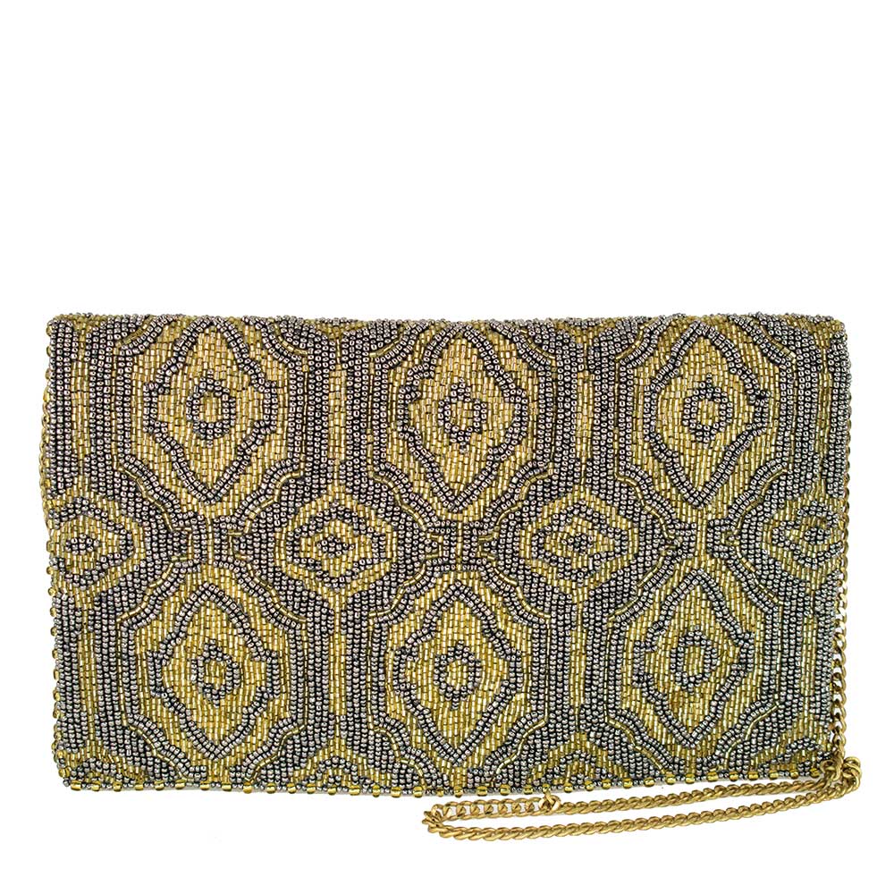 Gold & Pewter Patterned Crossbody Clutch 'One of a Kind'