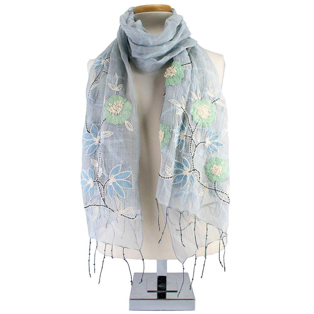 Green Blue Scarf ’One of a Kind’ beaded - One Kind 1