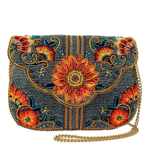 Denim Sunflower Crossbody Clutch Handbag