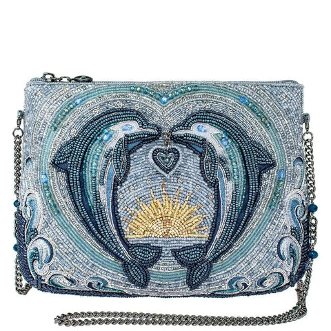 Dolphin Love Beaded Crossbody Clutch Handbag