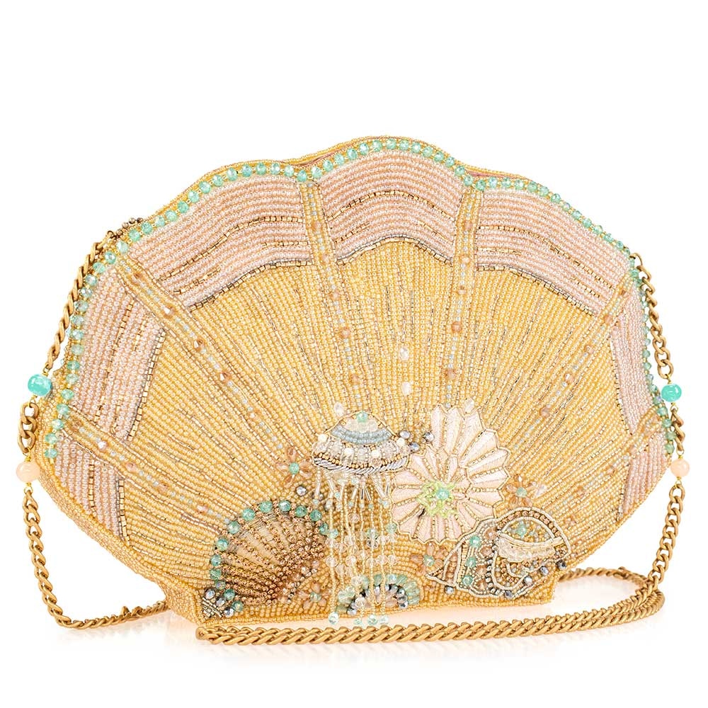 Mary Frances Gold Bead Embellished Novelty Minaudiere