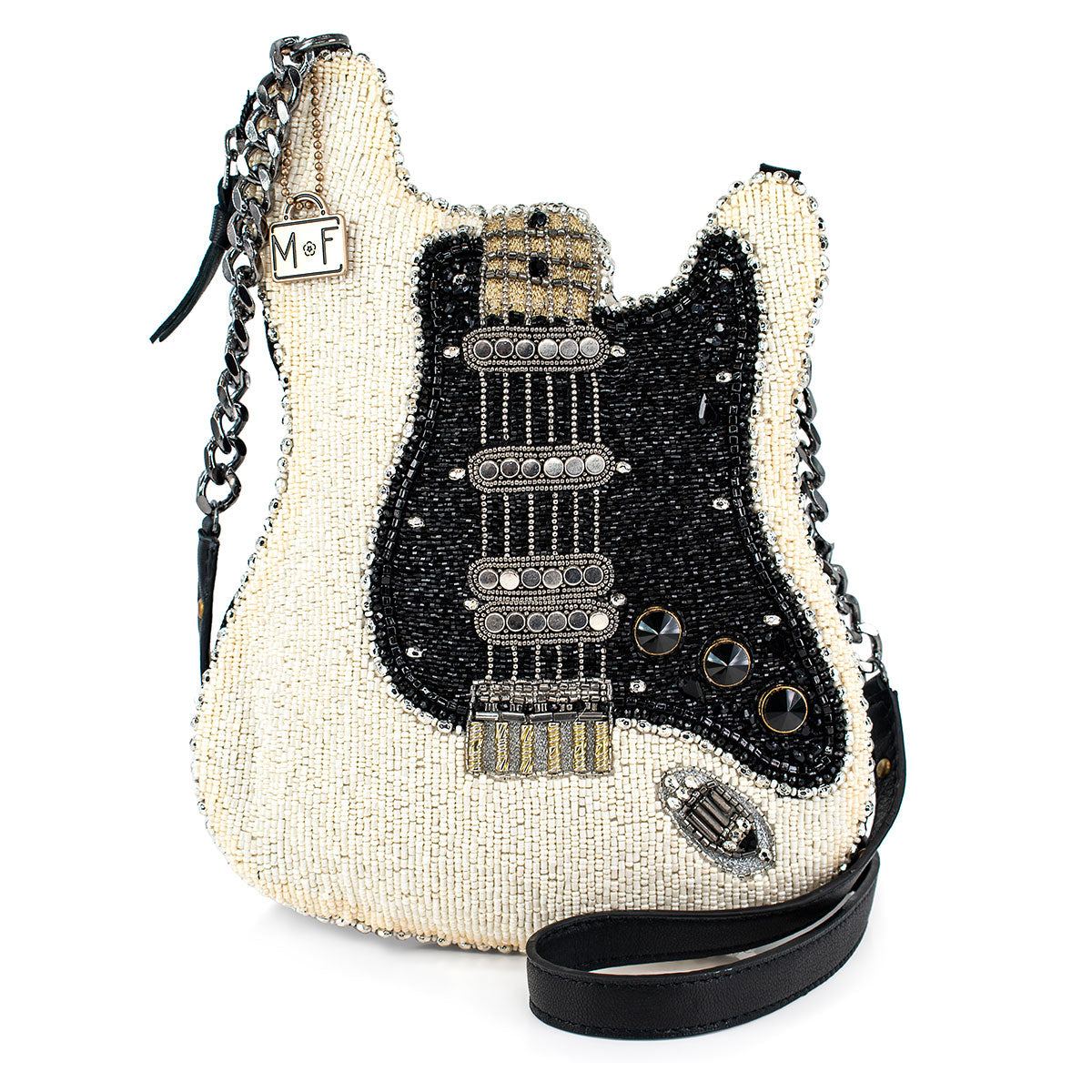 Fend For Yourself Beaded Guitar Shape Crossbody Handbag