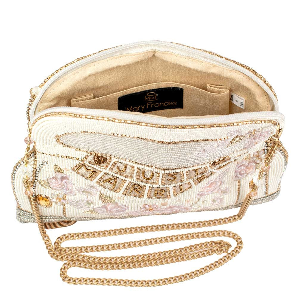 Just Married Beaded Bridal Car Crossbody Clutch Handbag Mary