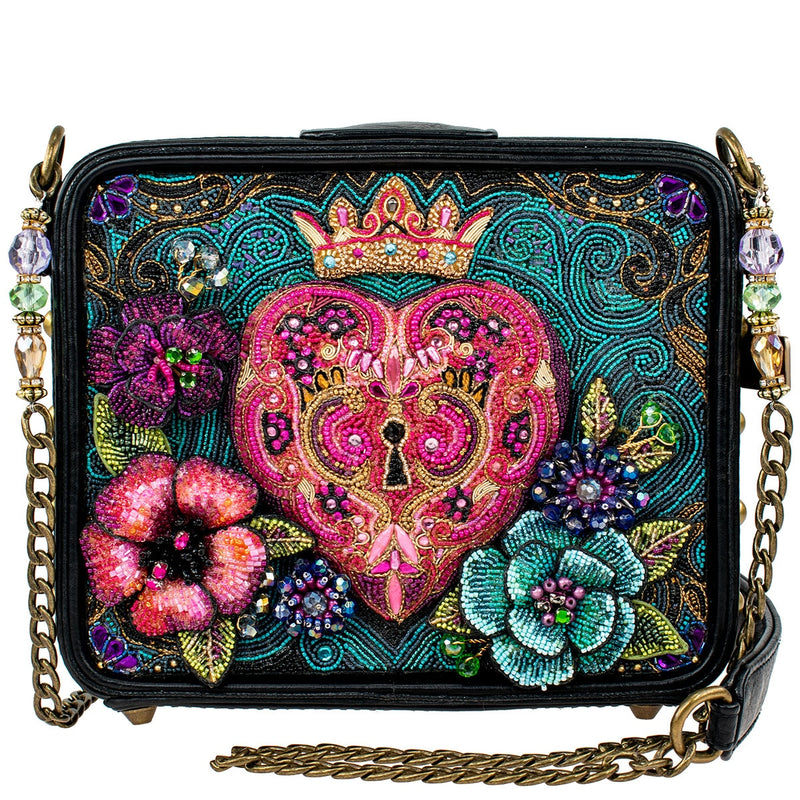 Love Connection Beaded Heart Locket Crossbody Shoulder Handbag