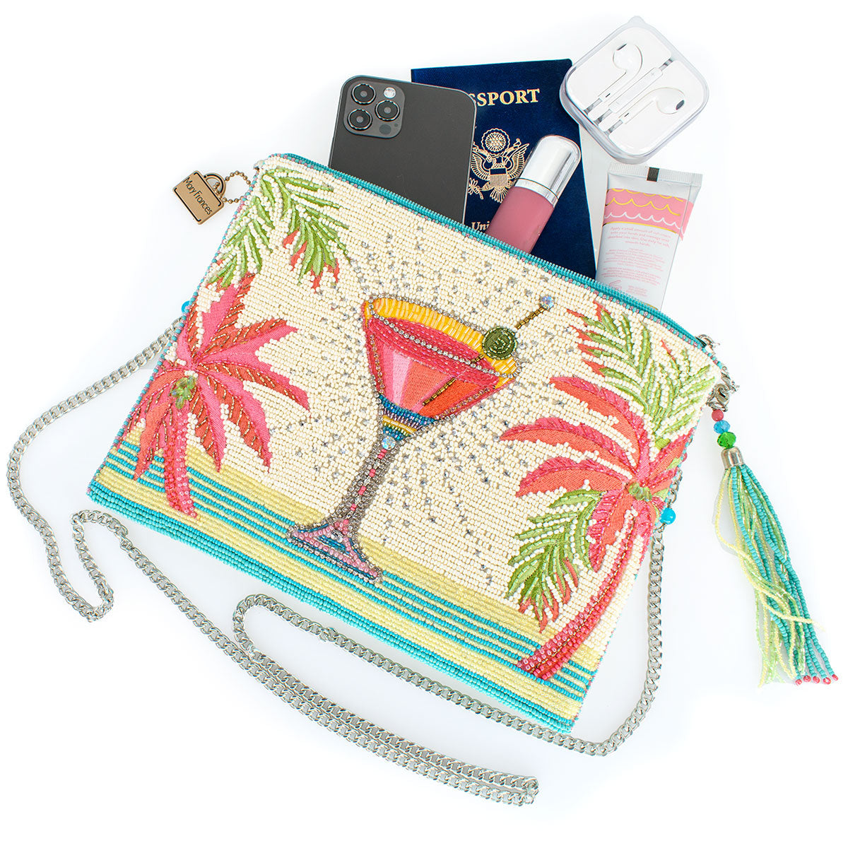 Palm Paradise Crossbody Handbag beaded - 8