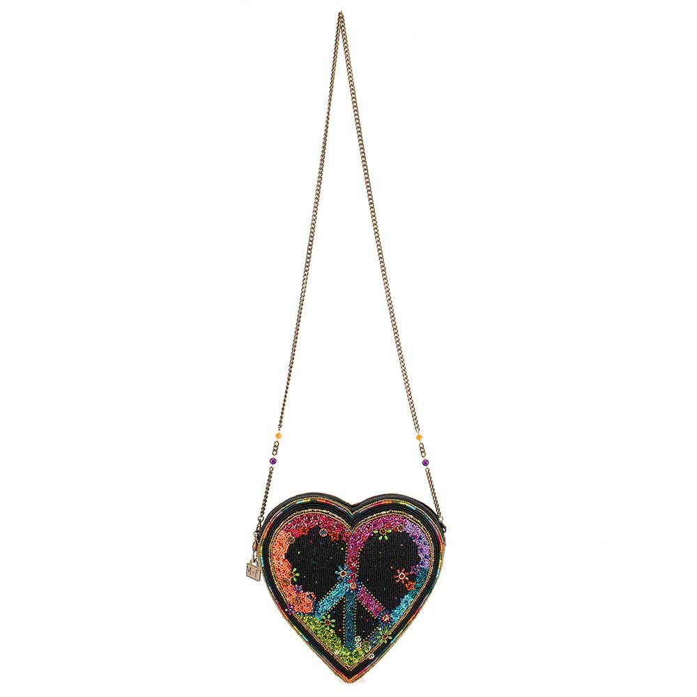 Peace Out Heart Shaped Crossbody Clutch Handbag - Mary Frances