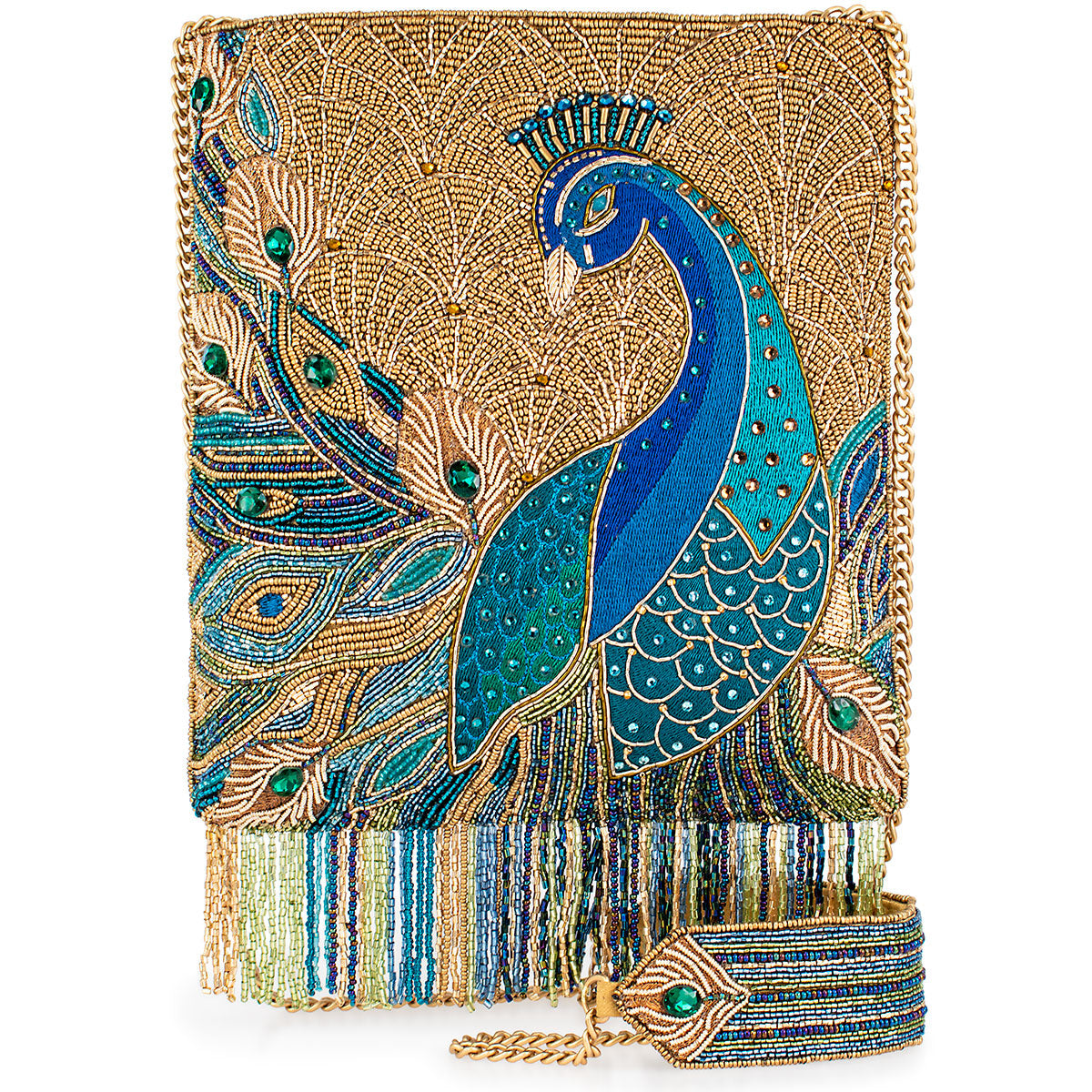 Peacock Feathers Crossbody Handbag beaded - 1