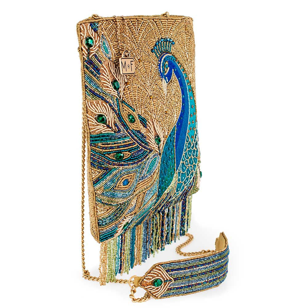 Peacock Feathers Crossbody Handbag beaded - 4