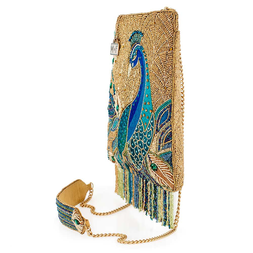 Peacock Feathers Crossbody Handbag beaded - 5