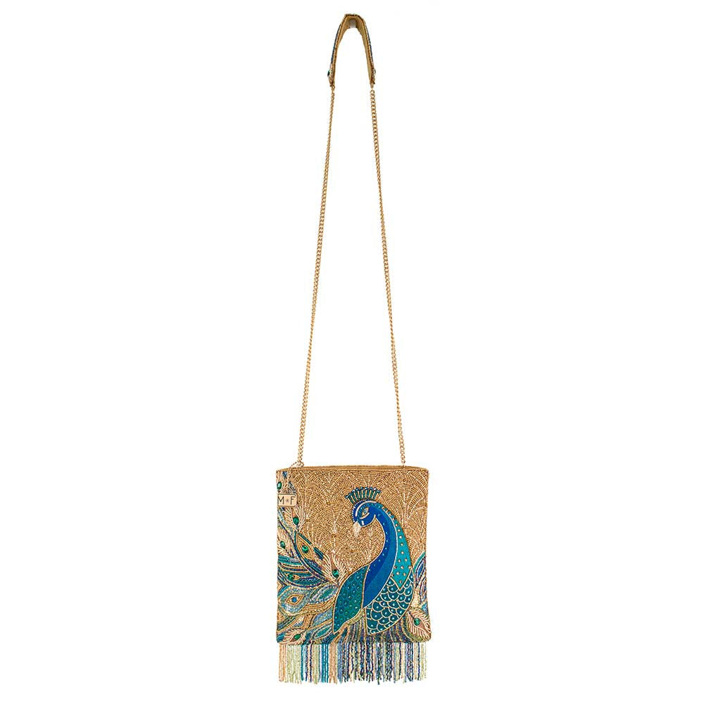 Peacock Feathers Crossbody Handbag beaded - 7