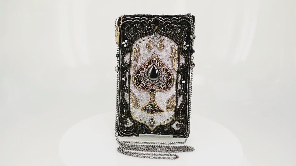 Ace of Spades Clutch With Swarovski Crystals Bling Rhinestone 