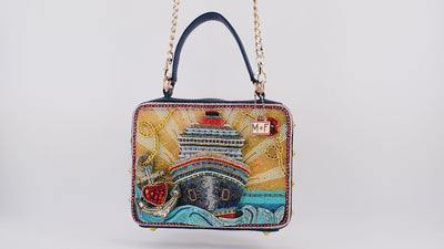 Full Steam Ahead Beaded Cruise Ship Top Handle Handbag Video