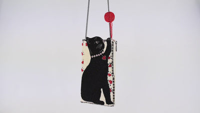 Purr-suit Beaded Playful Cat Crossbody Phone Bag video