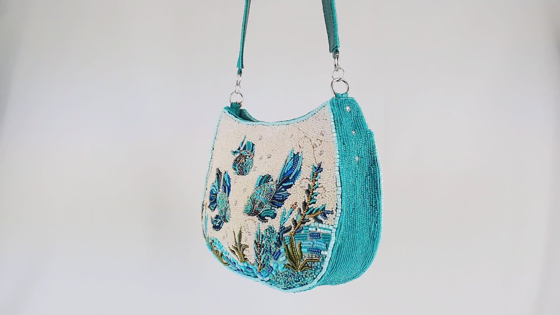 Fish Harmony Beaded Sea life Theme Crossbody Handbag Purse Video