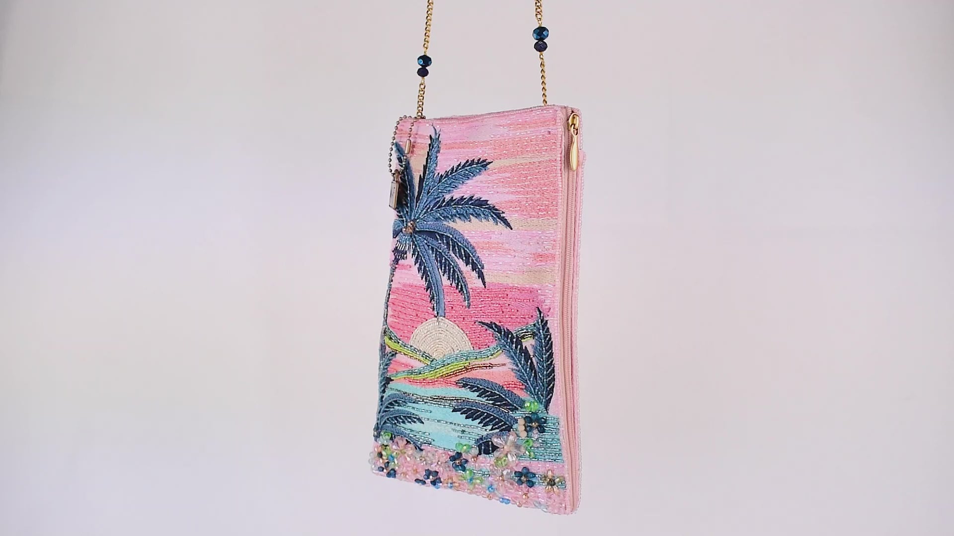 Island Time Beaded Tropical Beach Sunrise Mini Crossbody Handbag Purse video