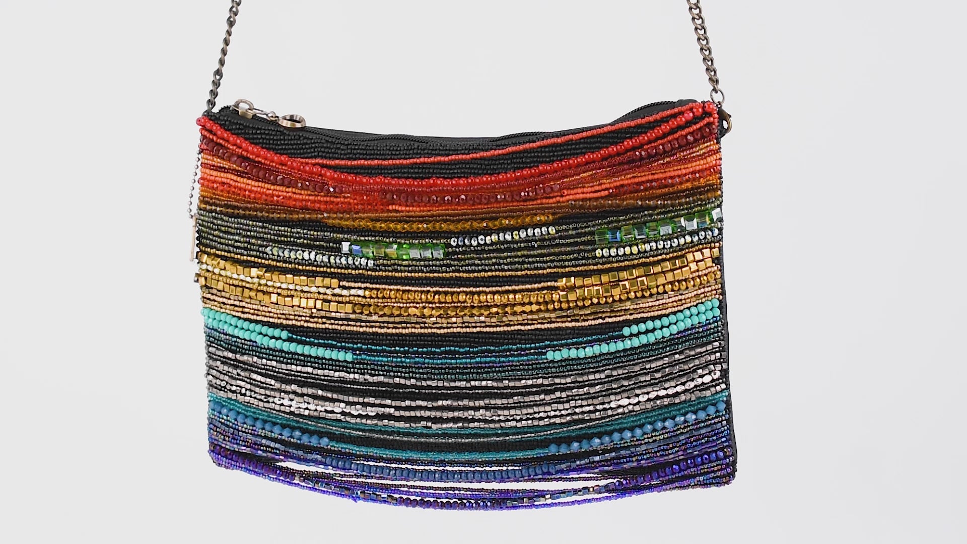 Rainbow Radiance Beaded Leather Crossbody Handbag video