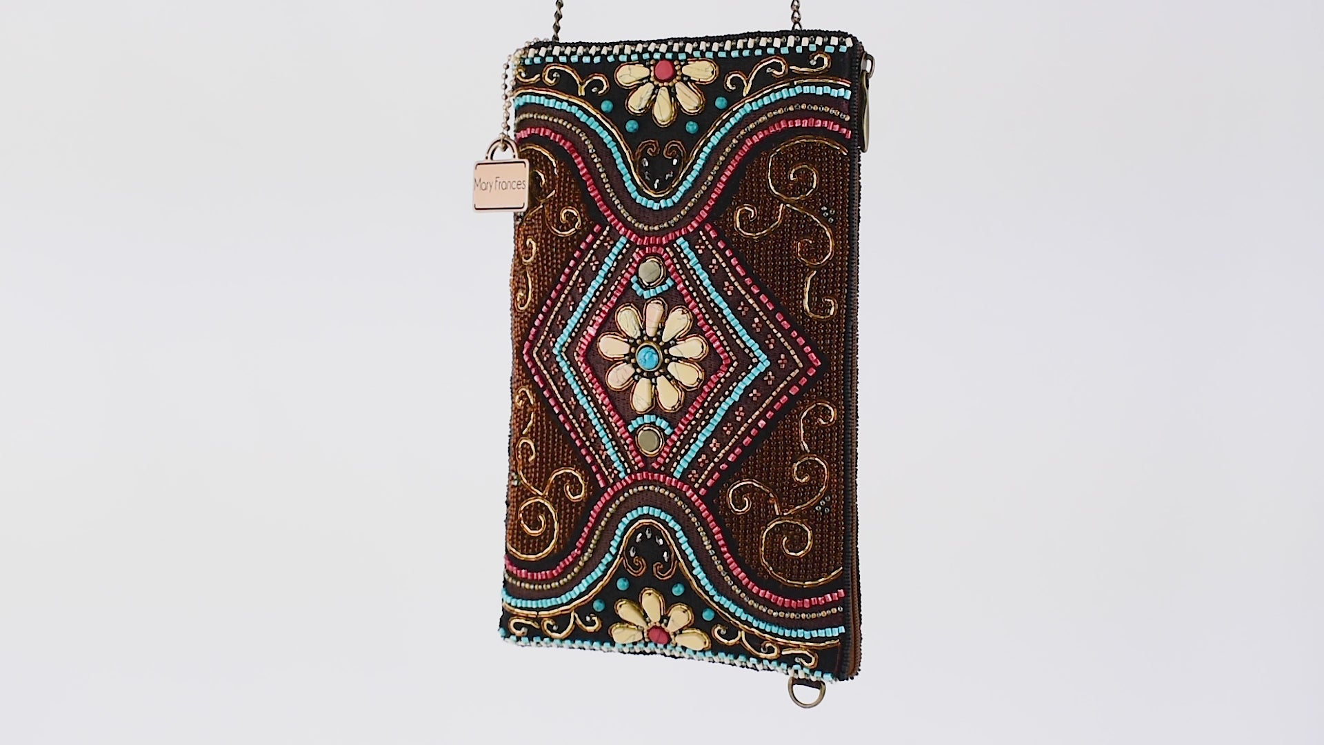 Tapestry Beaded Crossbody Phone Bag video