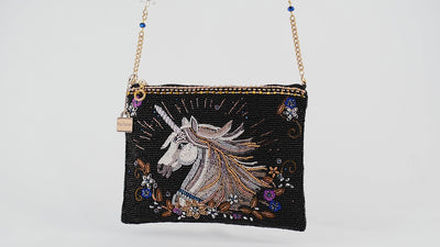 Whimsical Wonder Beaded Unicorn Crossbody Handbag Video