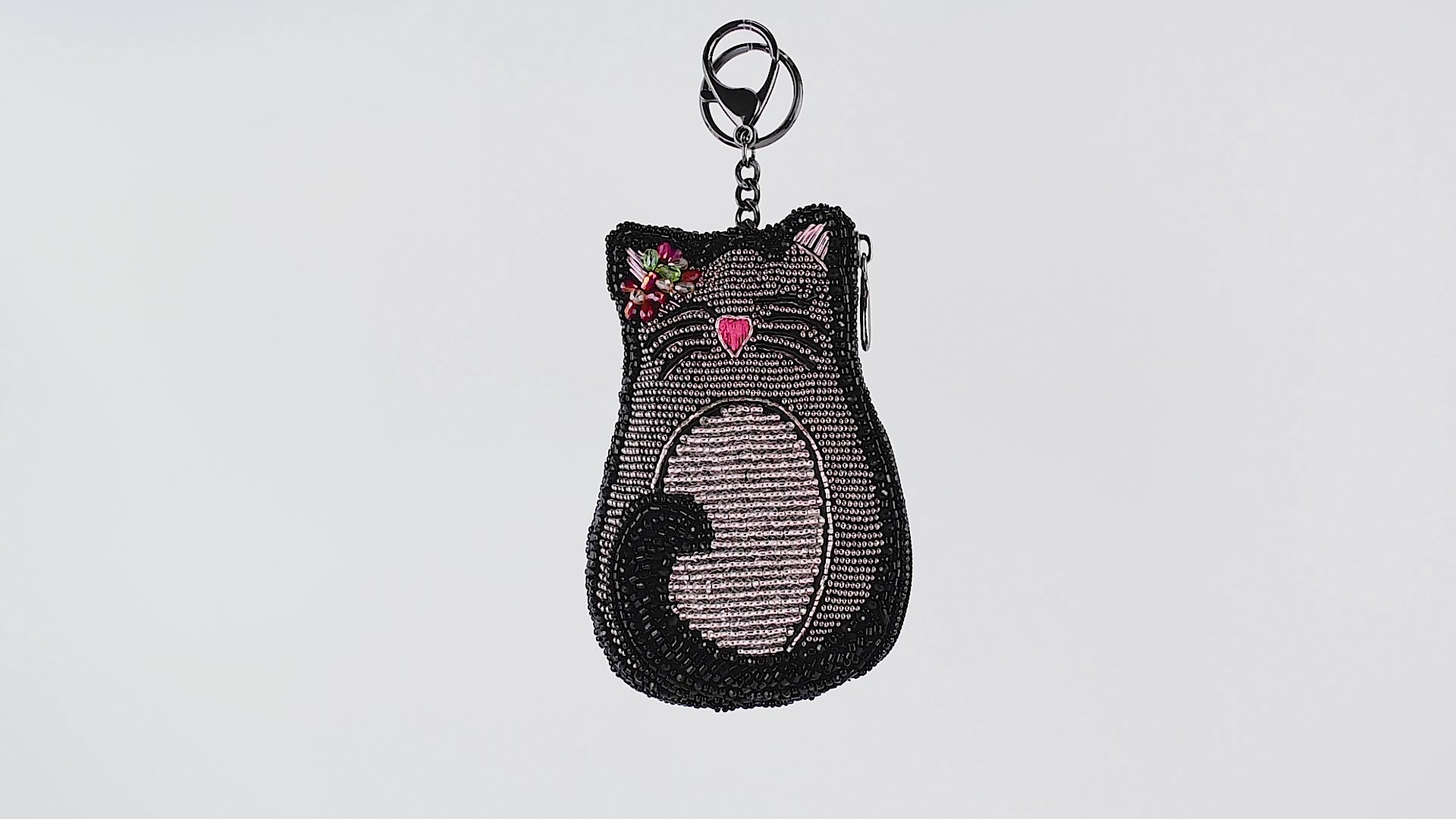 Pounce Beaded Cat Coin Purse Key Fob Video