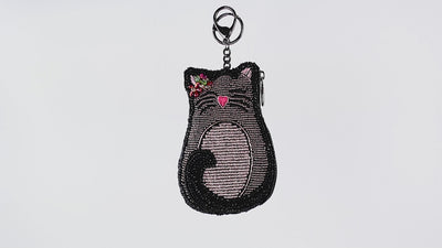 Pounce Beaded Cat Coin Purse Key Fob Video