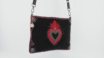 Soul Searcher Beaded Leather Crossbody Handbag