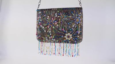 Dazzler beaded crossbody handbag video showing all sides