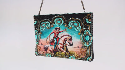 Cowgirl Beaded Western Crossbody Clutch Handbag Purse  Video