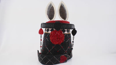 Hat Trick Beaded white rabbit ears in magician hat top handle handbag video