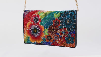 Wonderland Beaded Crossbody Clutch Handbag video