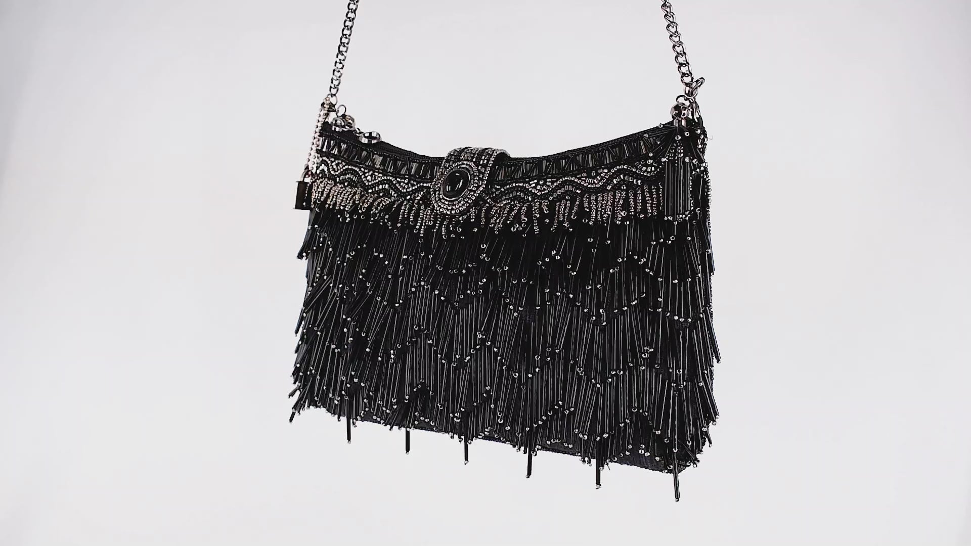 Shimmy, Black Beaded Western Fringe Crossbody Handbag Purse Video