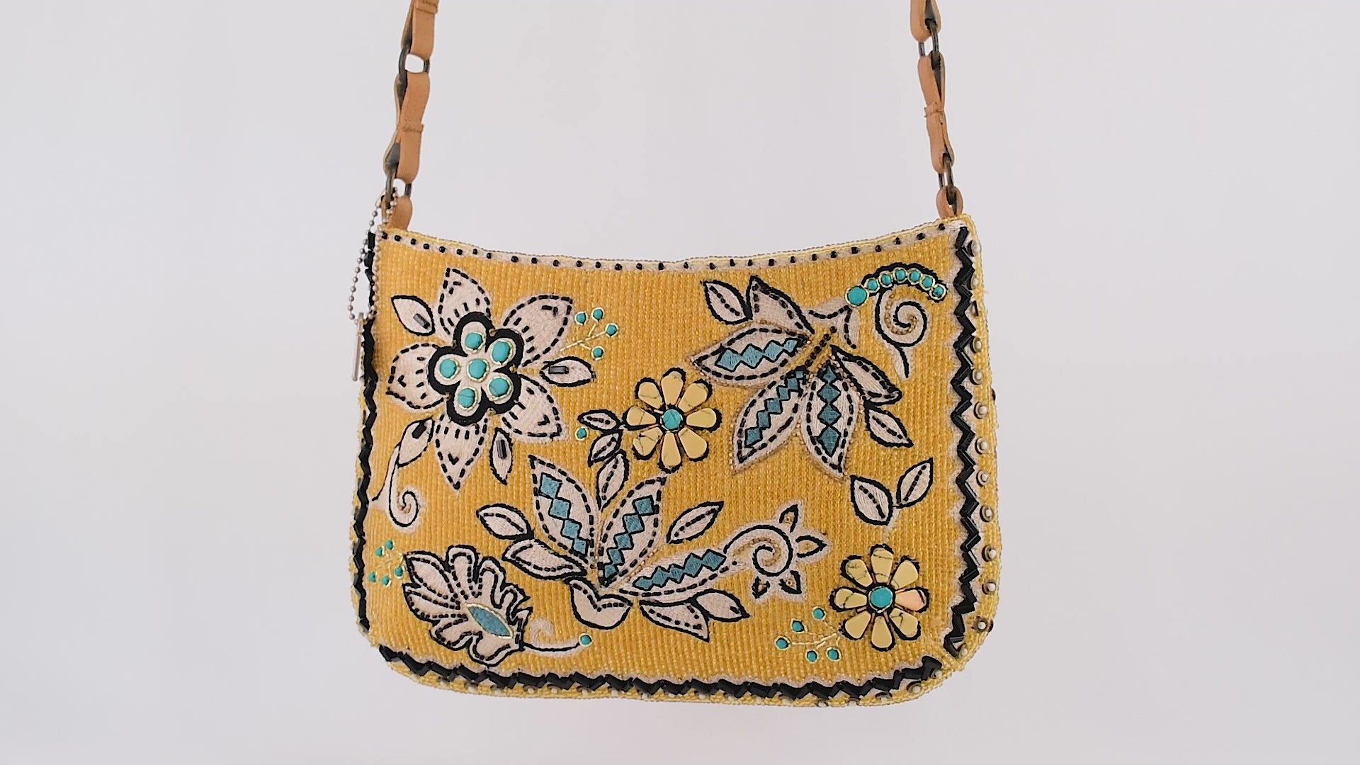 Rustic Charm Beaded Crossbody Handbag