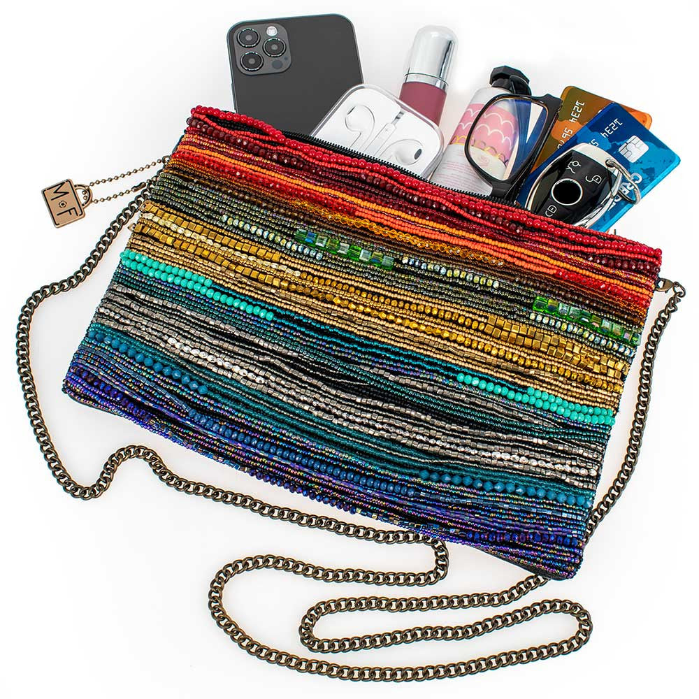 Rainbow Radiance Crossbody Handbag beaded - 9