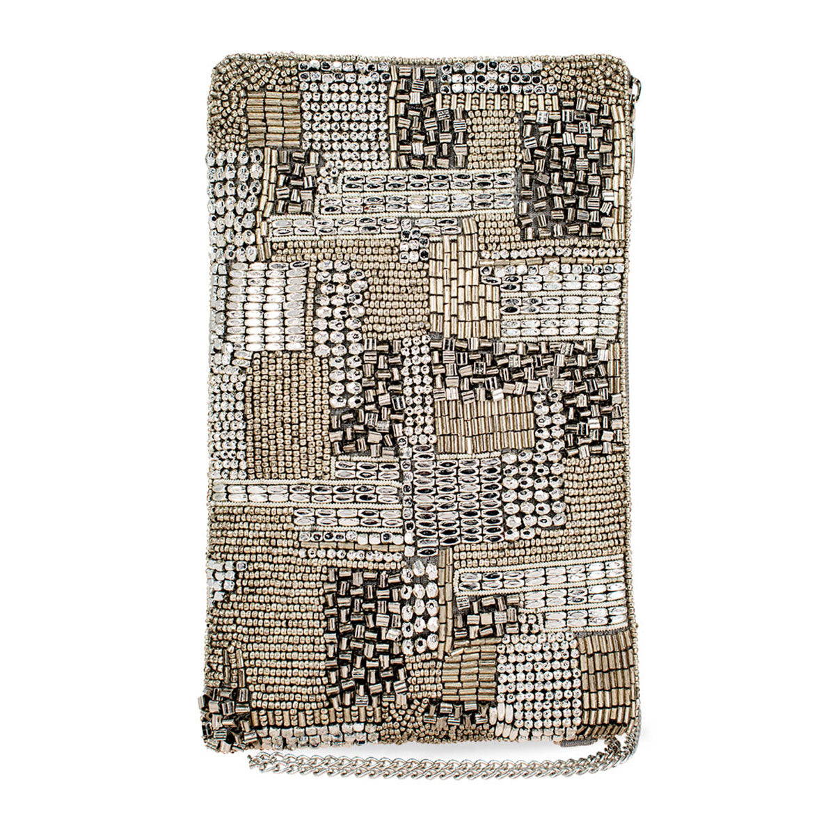 Silver Maze Beaded Crossbody Phone Bag