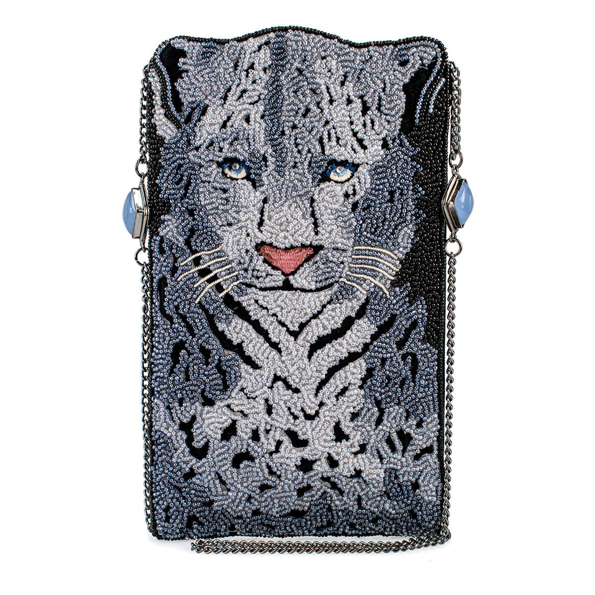 Snow Leopard Crossbody Phone Bag beaded - 1