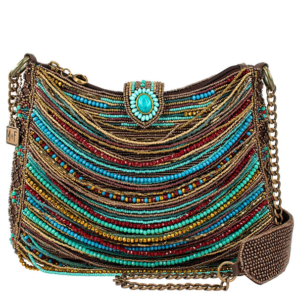 Mary Frances Cross My Heart Beaded Heart Burst Waist Belt Sling Bag