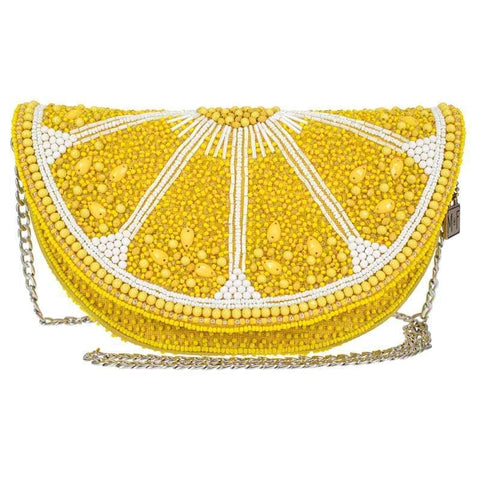 tart beaded lemon crossbody handbag