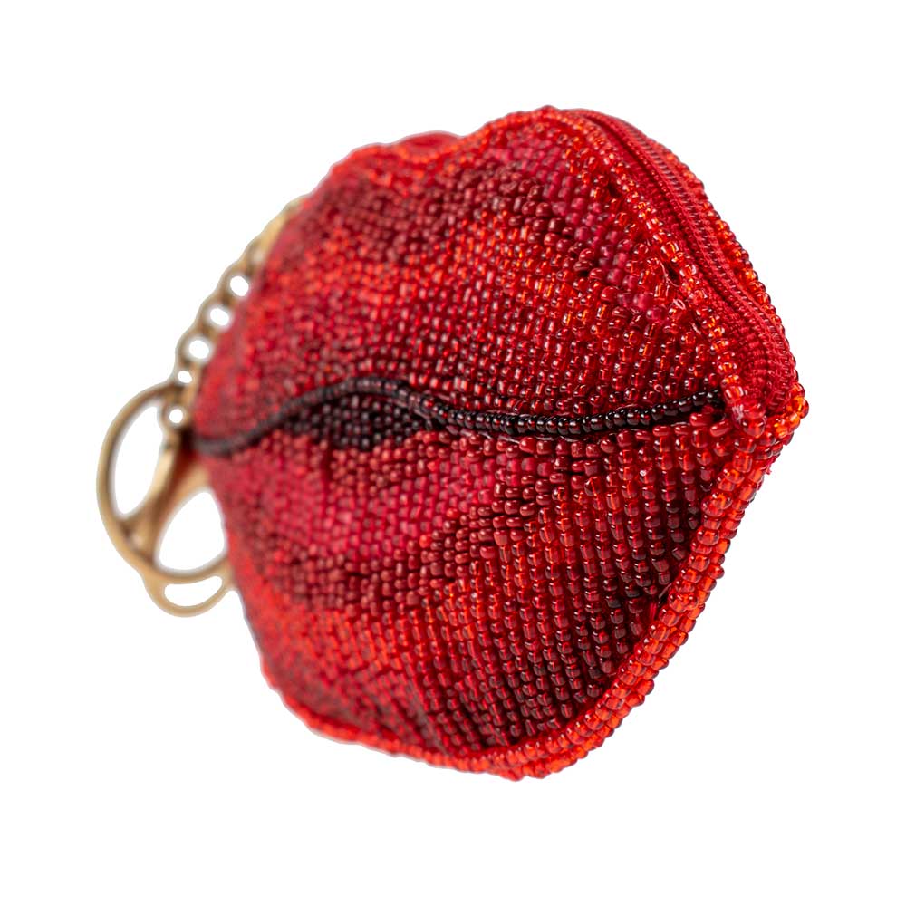 XOXO Beaded Lips Coin Purse Side View