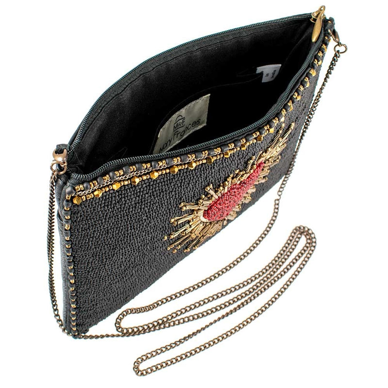 Mary Frances Cross My Heart Beaded Heart Burst Waist Belt Sling Bag