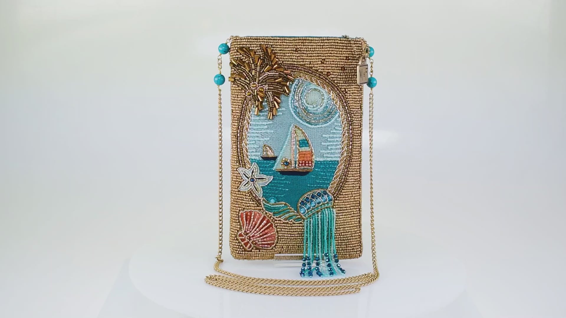 NWT New Mary Frances Coasting Along Beaded Crossbody Phone outlet Bag Seahorse Retire R