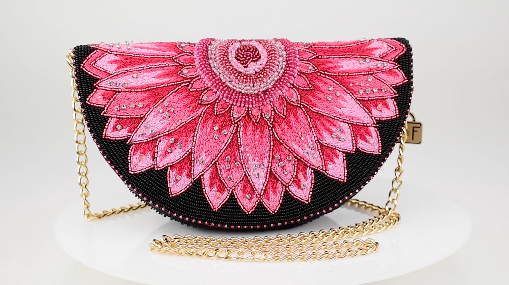 Leather Clutch Purse with Beaded Decoration