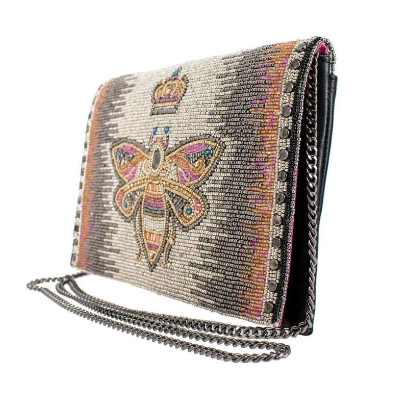 Gold Bee Beaded Clutch Purse 