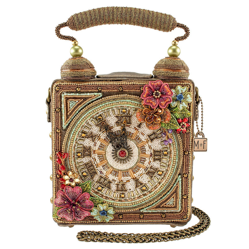 Mary Frances Time of Your Life Beaded Top Handle Clock Handbag